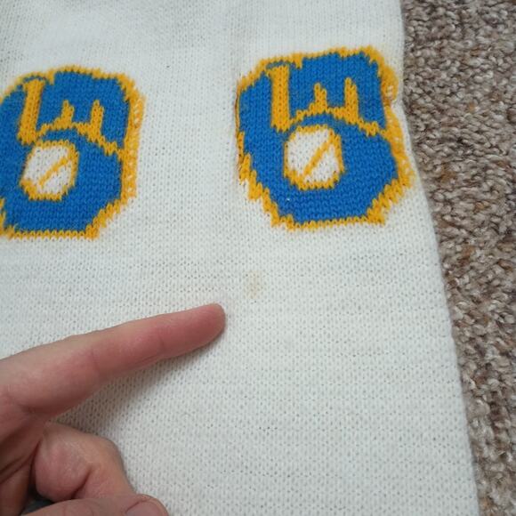 Vintage Milwaukee Brewers Logo Pabst Beer White Fringe Scarf 56" - Picture 6 of 8